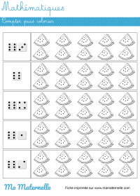 Grande section - Mathématiques : colorier le fruit derrière le panier