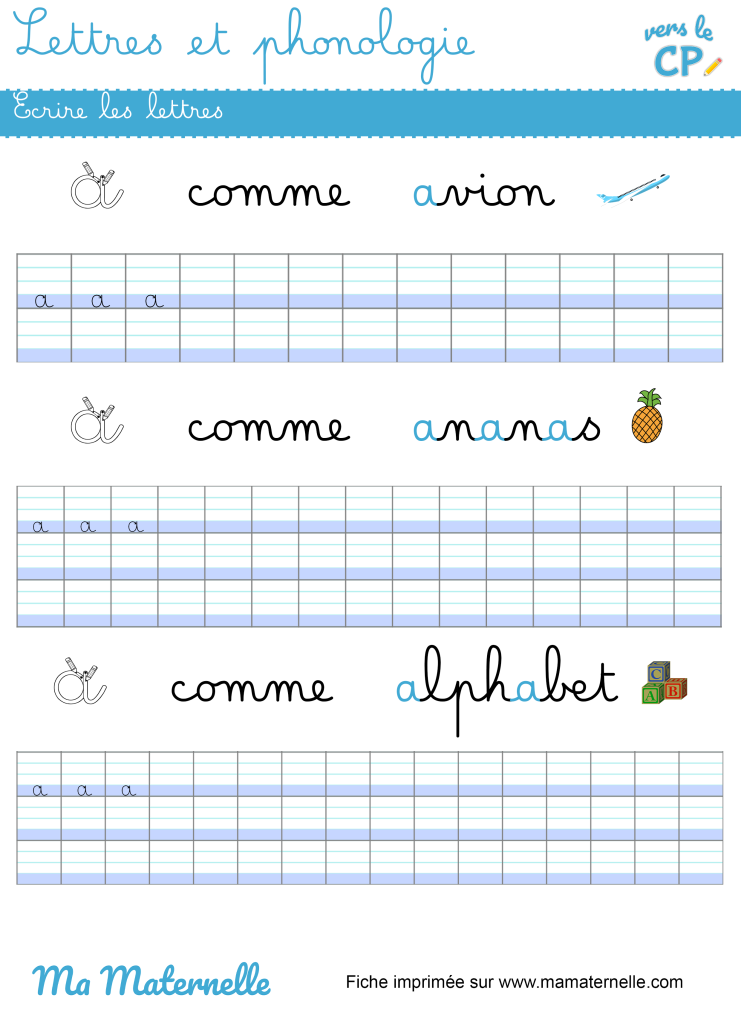 Vers le CP - Lettres et phonologie : écrire les lettres
