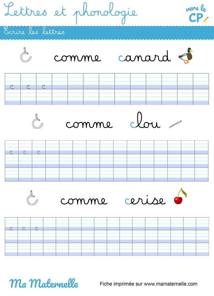 Vers le CP - Lettres et phonologie : écrire les lettres