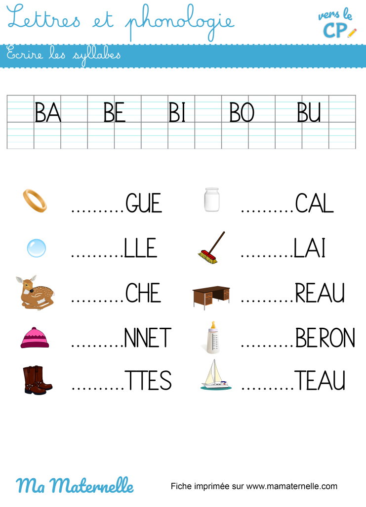 Vers le CP - Lettres et phonologie : écrire les syllabes