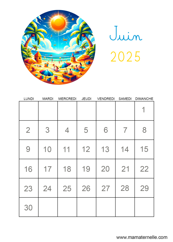 Activités - Calendrier Juin 2025