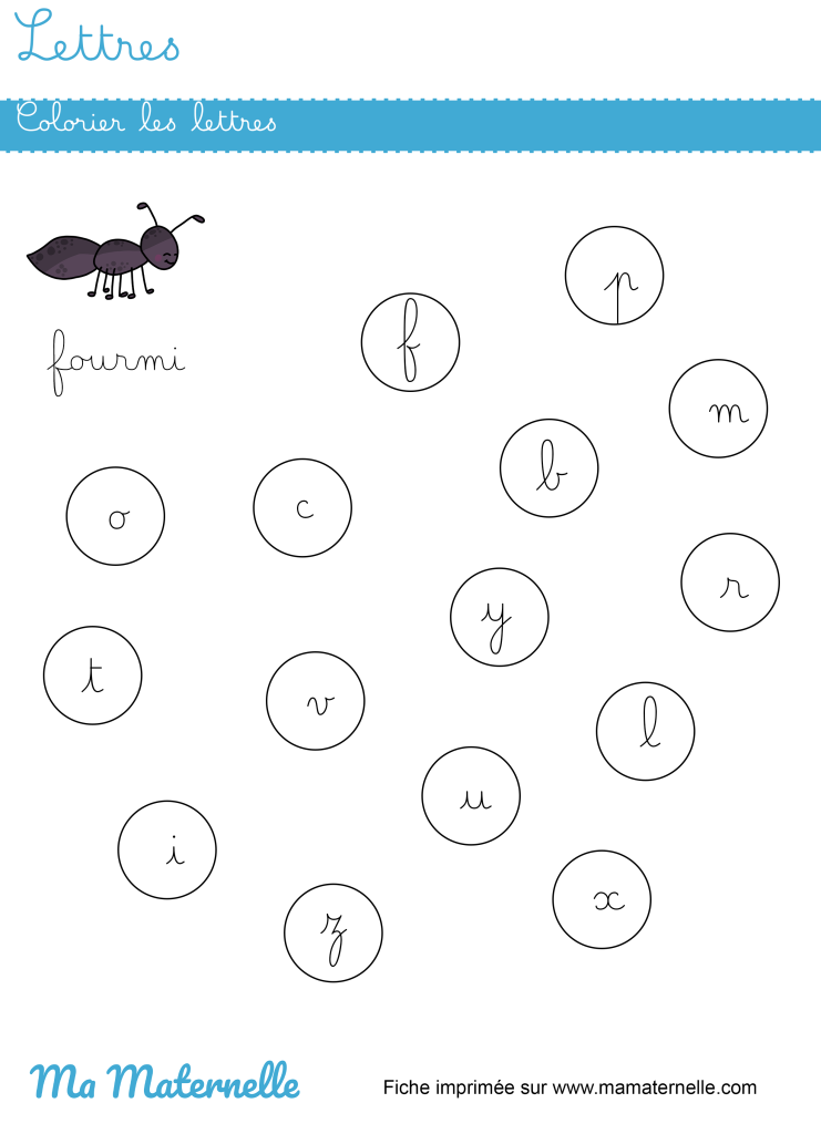 Grande section - Lettres : colorier les lettres