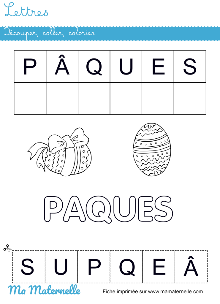 Petite section - Lettres : découper, coller, colorier