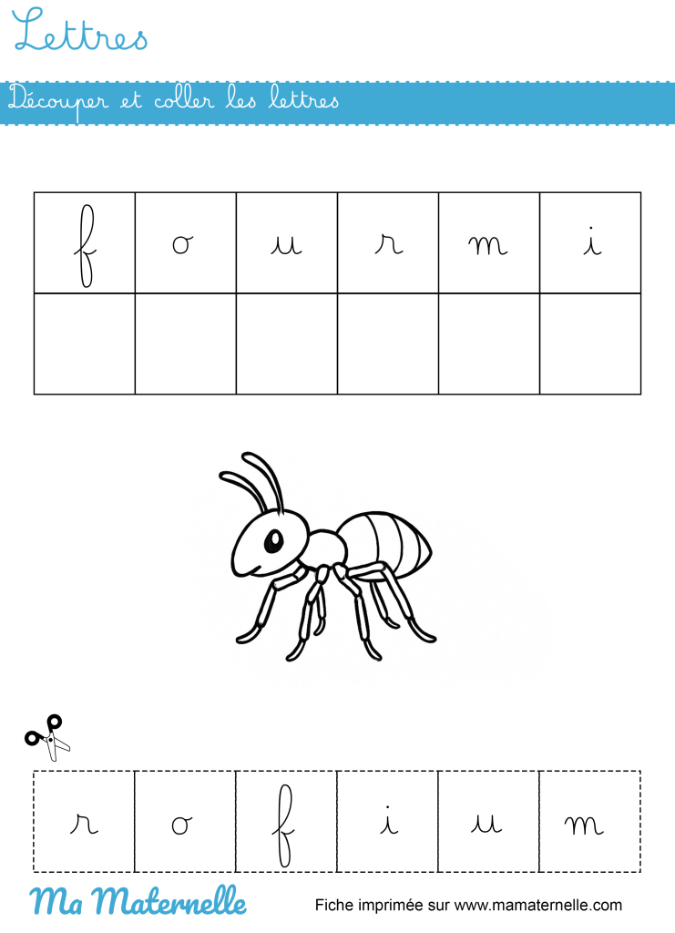Grande section - Lettres : découper et coller les lettres
