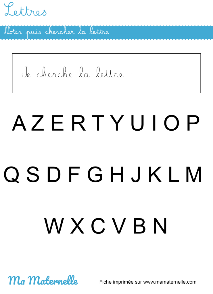 Petite section - Lettres : noter puis chercher la lettre