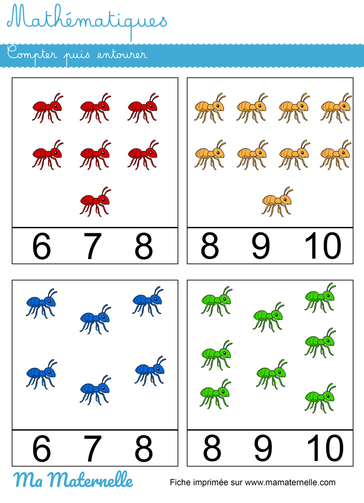 Grande section - Mathématiques : compter puis entourer