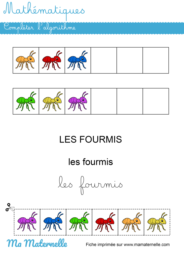 Grande section - Mathématiques : compléter l’algorithme