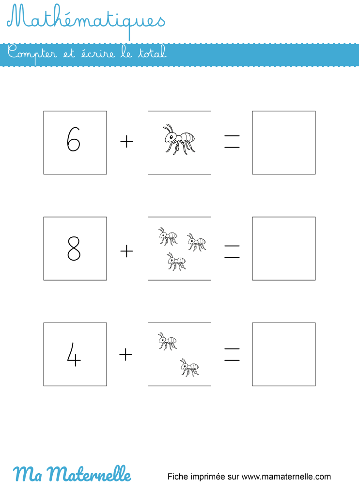 Grande section - Mathématiques : compter et écrire le total