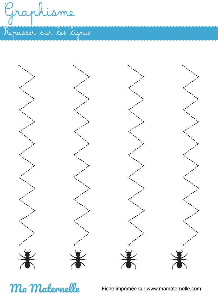 Moyenne section - Graphisme : repasser sur les lignes