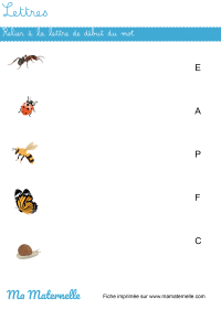 Grande section - Lettres : compléter les mots fléchés imagés