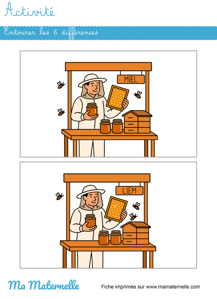 Activités - Activité : entourer les 6 différences