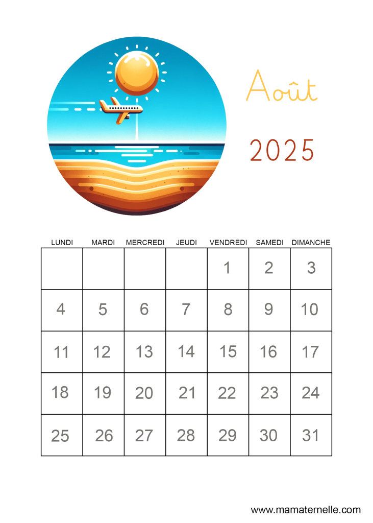 Activités - Calendrier Août 2025