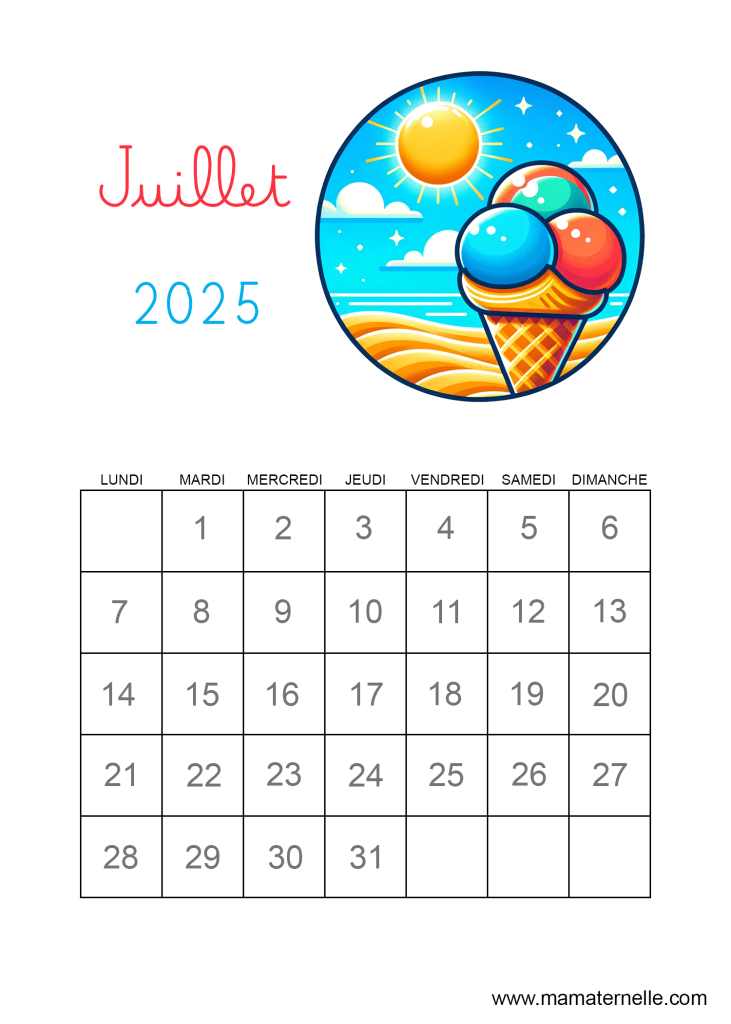 Activités - Calendrier Juillet 2025