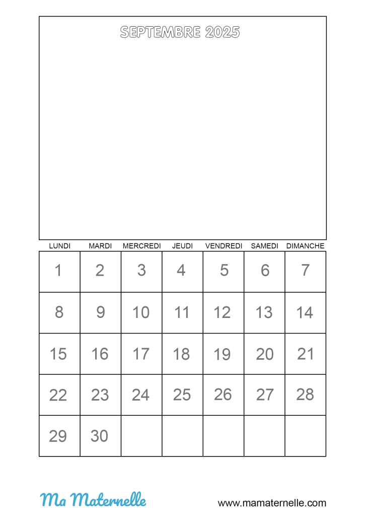 Activités - Calendrier vierge Septembre 2025