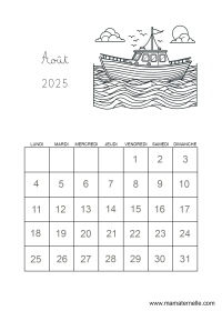 Activités - Calendrier coloriage août 2026