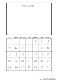 Activités - Calendrier Août 2025