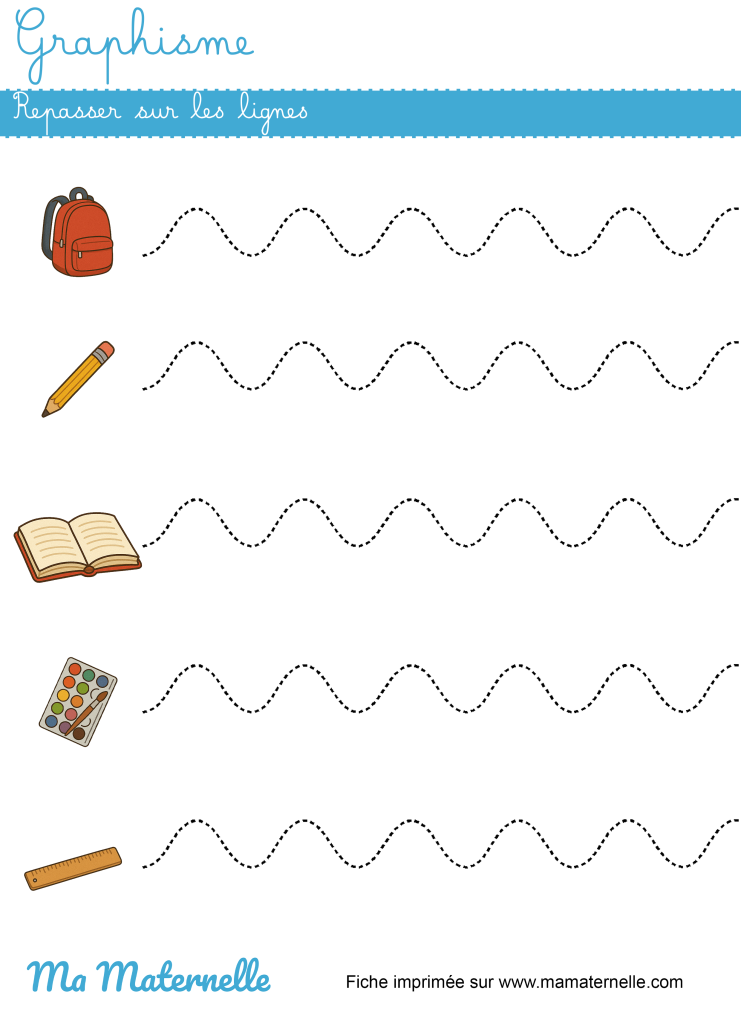 Grande section - Graphisme : repasser sur les lignes