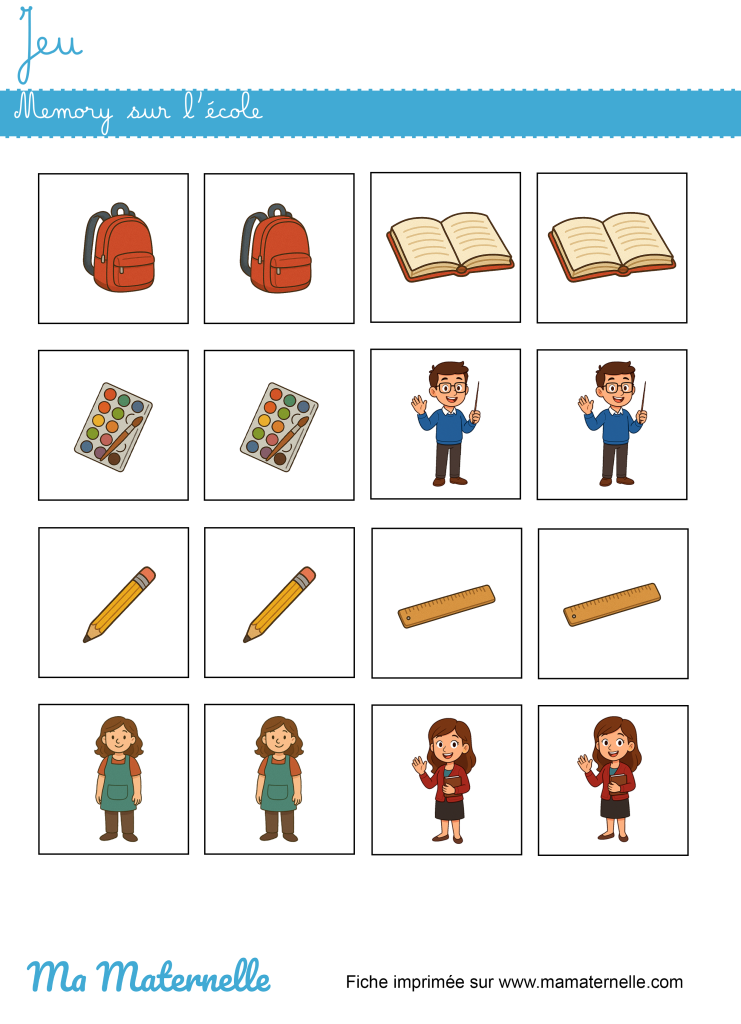 Activités - Jeu : memory sur l’école