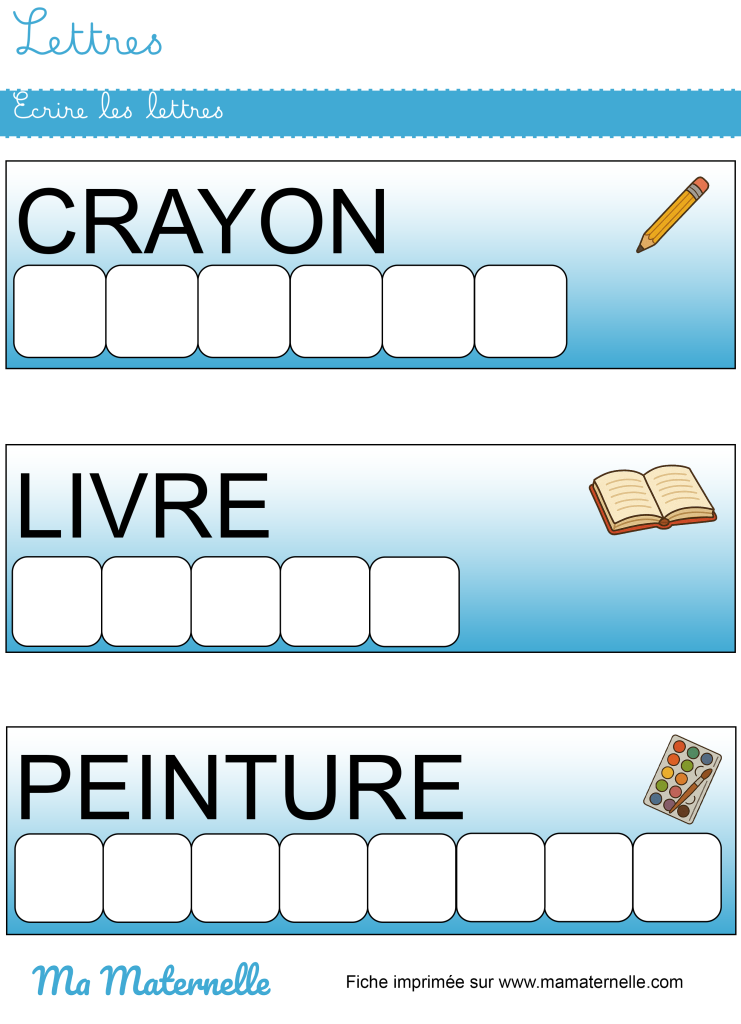 Moyenne section - Lettres : écrire les lettres