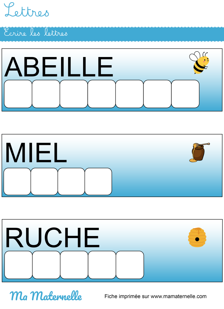Moyenne section - Lettres : écrire les lettres