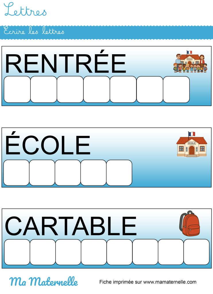 Moyenne section - Lettres : écrire les lettres