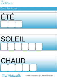 Moyenne section - Lettres : coller les mots dans le tableau