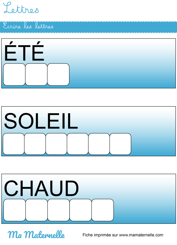 Moyenne section - Lettres : écrire les lettres