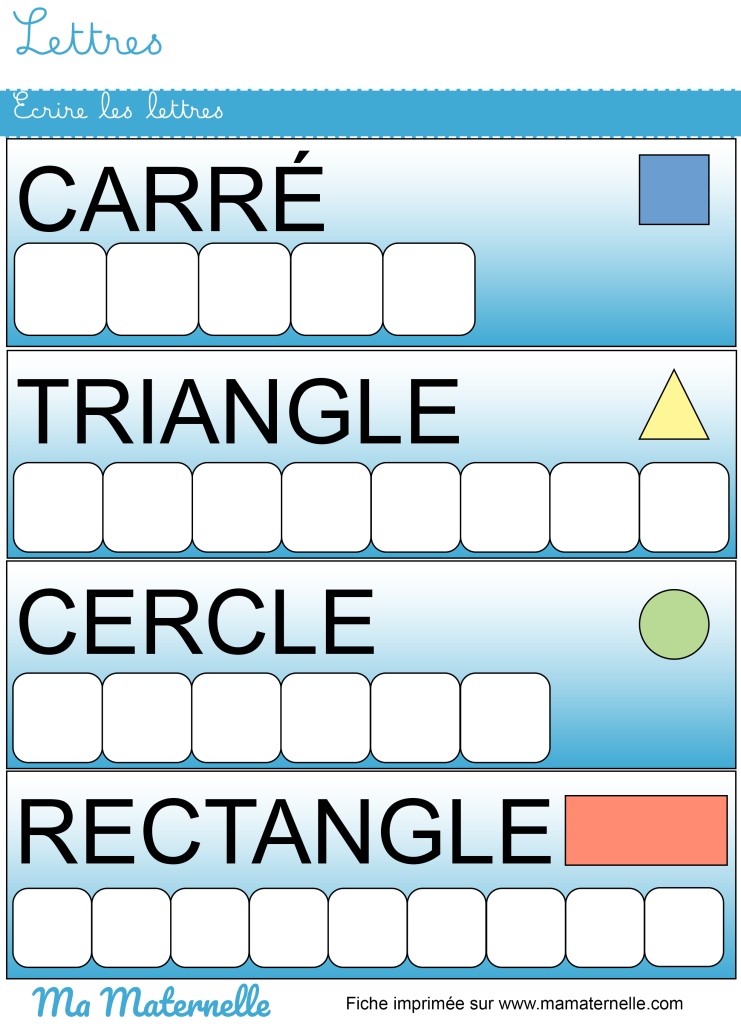 Moyenne section - Lettres : écrire les lettres