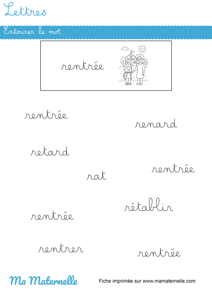Grande section - Lettres : entourer le mot