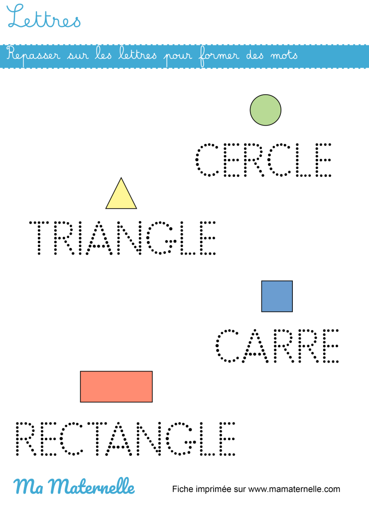 Moyenne section - Lettres : repasser sur les lettres pour former des mots