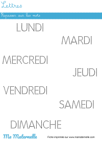 Grande section - Lettres : fiche complète sur le jour