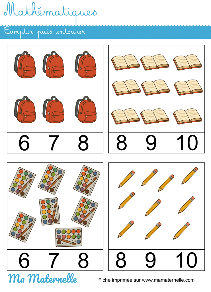Grande section - Mathématiques : compter puis entourer