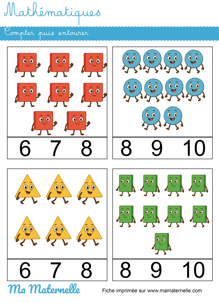 Grande section - Mathématiques : compter puis entourer