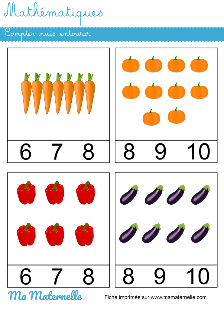Grande section - Mathématiques : compter puis entourer