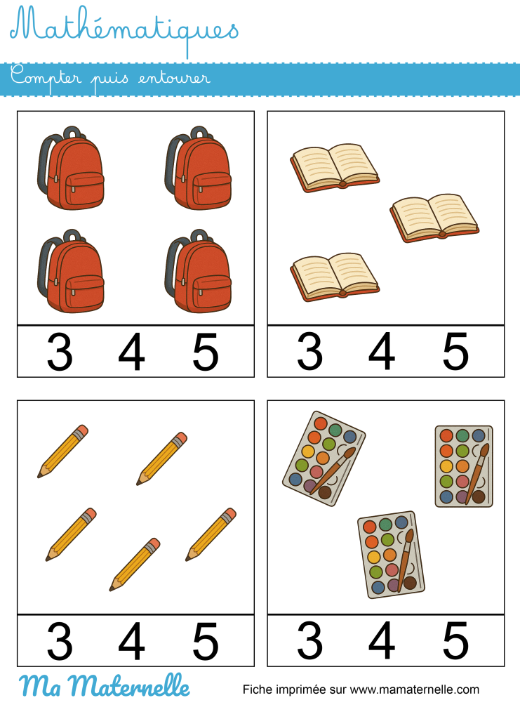 Moyenne section - Mathématiques : compter puis entourer