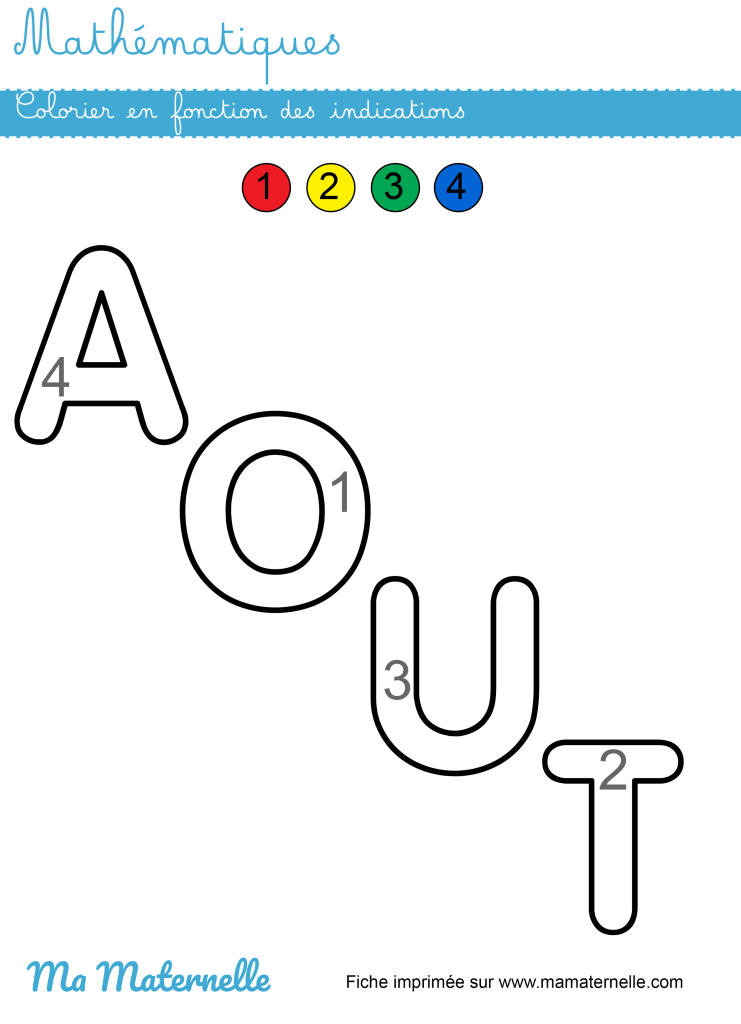 Moyenne section - Mathématiques : colorier en fonction des indications