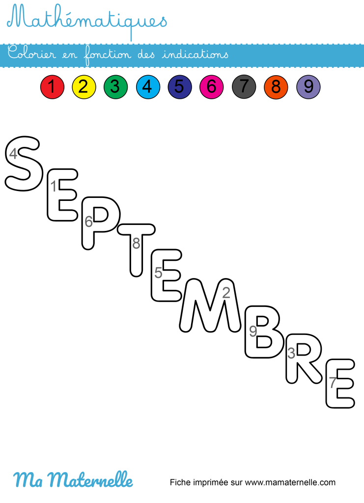 Grande section - Mathématiques : colorier en fonction des indications