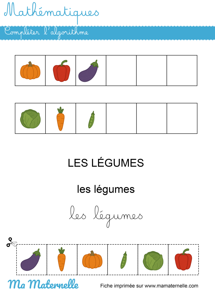 Moyenne section - Mathématiques : compléter l’algorithme