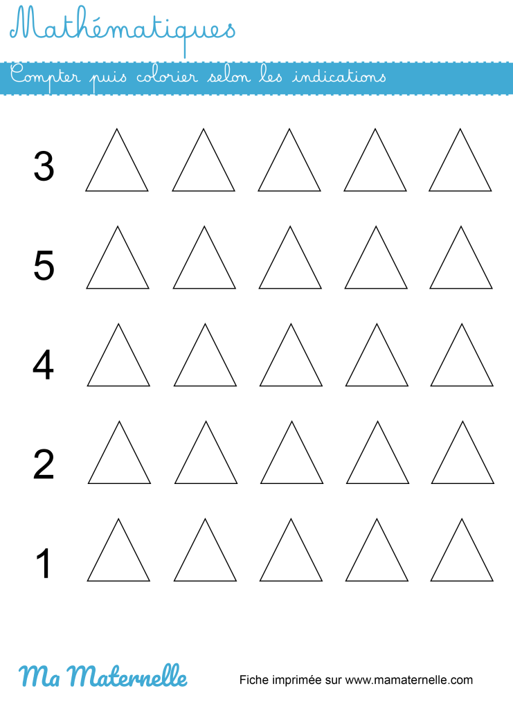 Moyenne section - Mathématiques : compter puis colorier