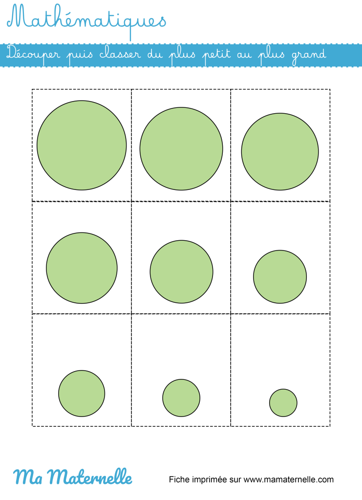 Grande section - Mathématiques : découper puis classer