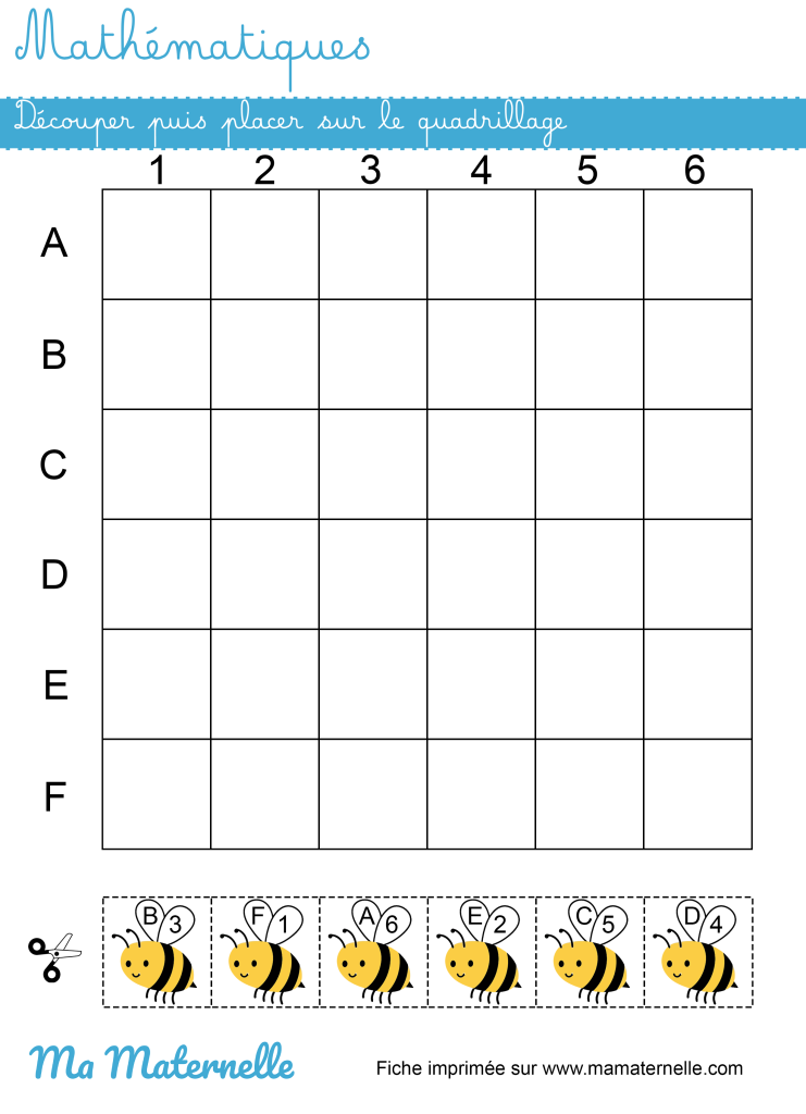 Grande section - Mathématiques : découper puis placer sur le quadrillage