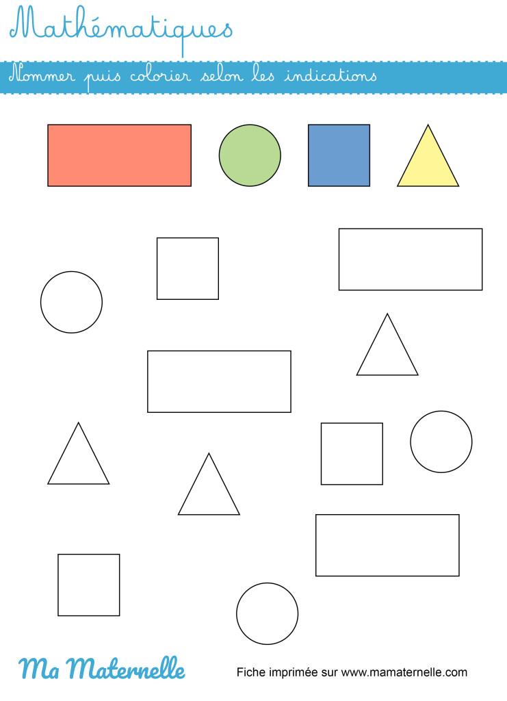 Moyenne section - Mathématiques : nommer puis colorier