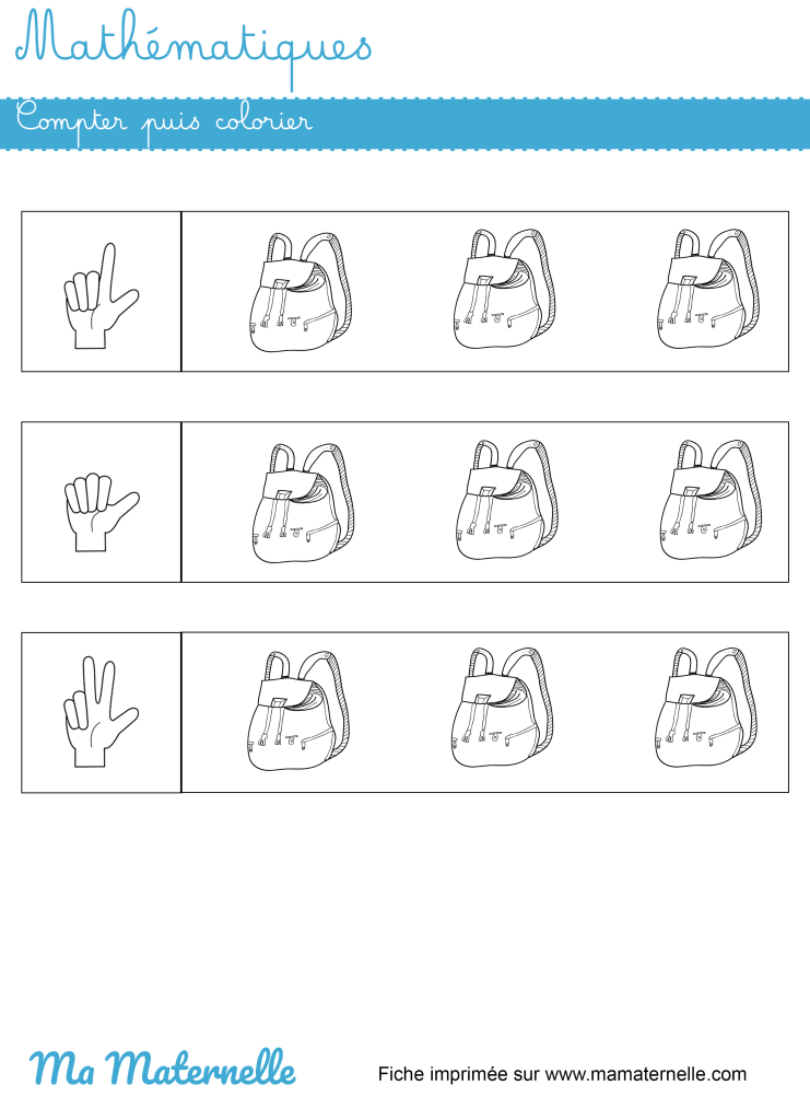Petite section - Mathématiques : compter puis colorier