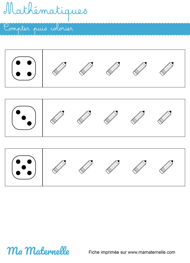 Moyenne section - Mathématiques : compter puis colorier