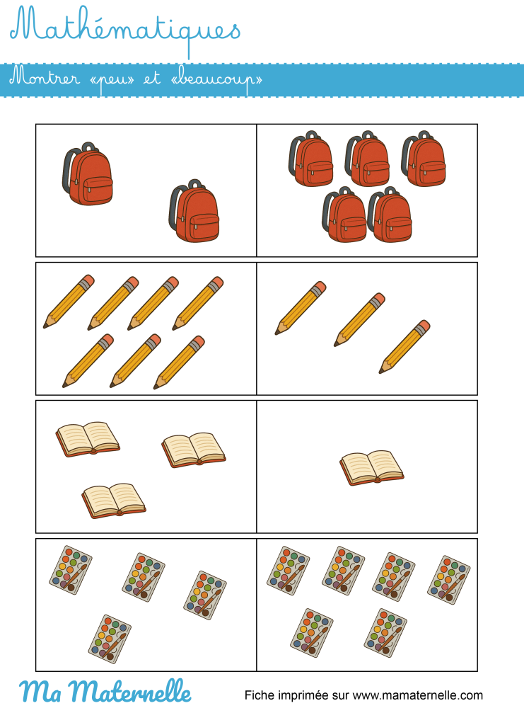 Petite section - Mathématiques : montrer peu et beaucoup