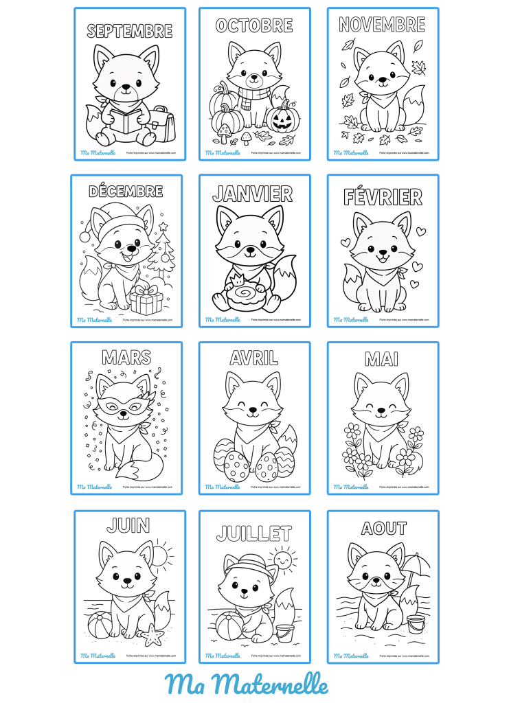 Activités - Coloriages des mois