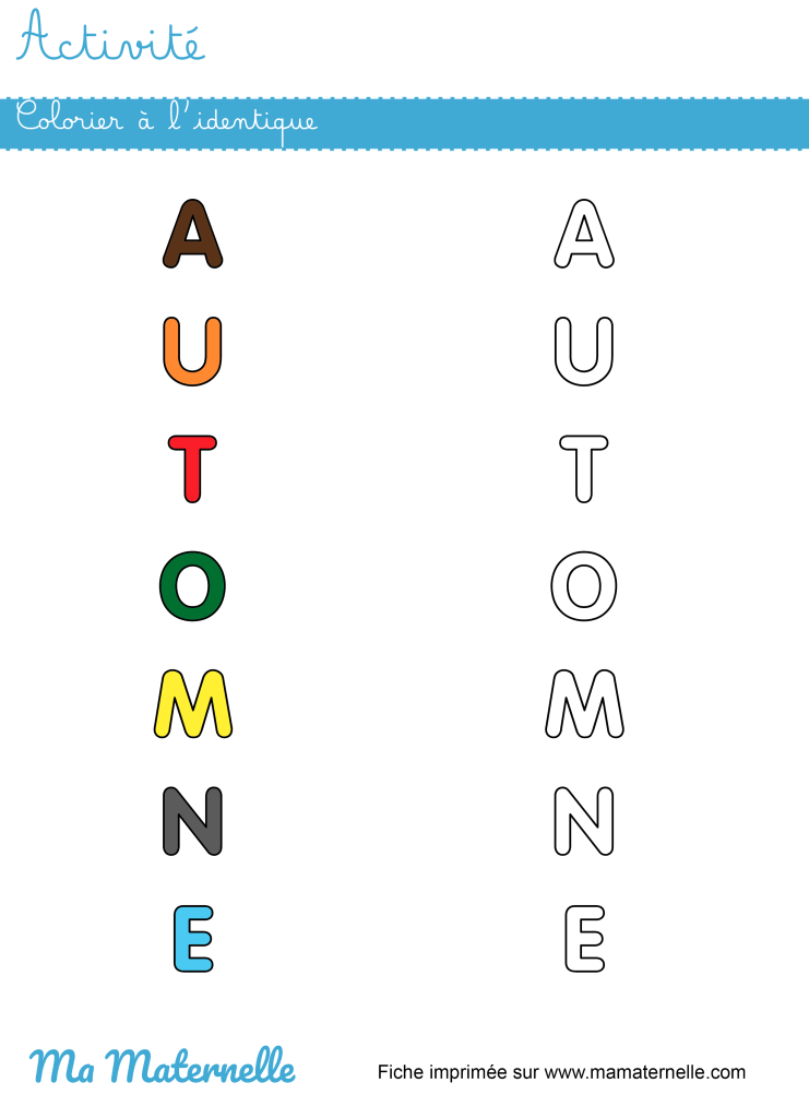 Activités - Activité : colorier à l’identique