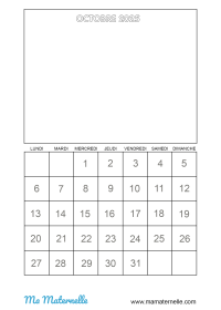 Activités - Calendrier Octobre 2025