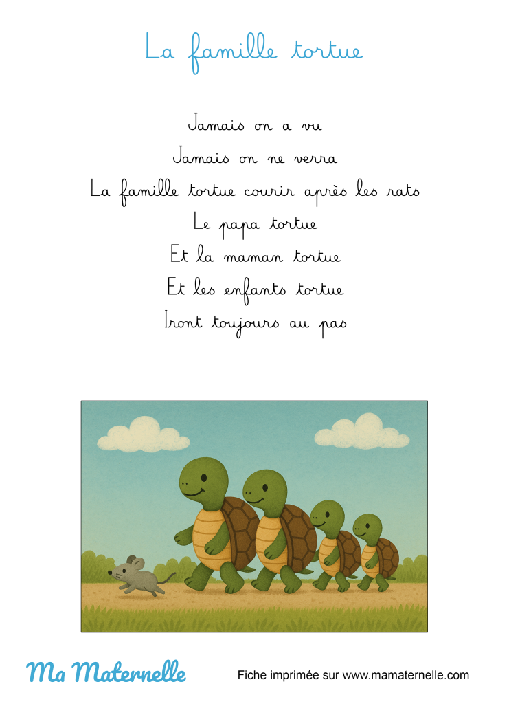 Activités - Chanson : la famille tortue