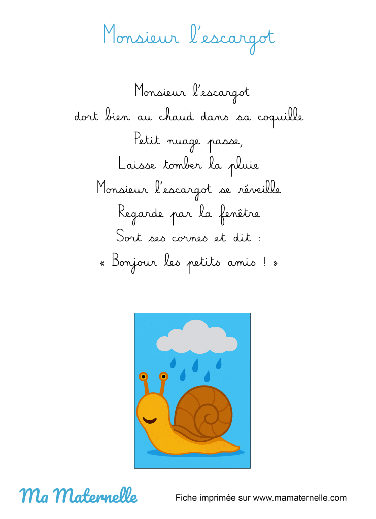 Activités - Chanson : Monsieur l’escargot